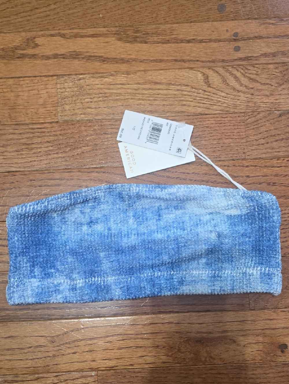 Good American Blue Tie-Dye Bandeau
